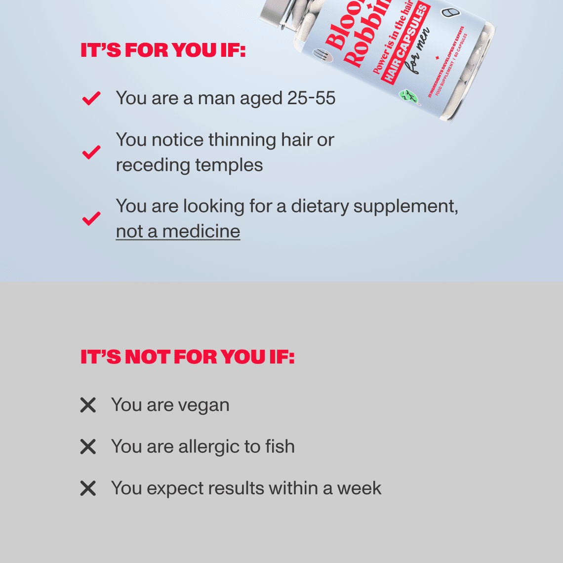 Capsule per capelli con biotina per uomo